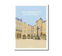 La Mixerie Affiche Villefranche-de-Rouergue 30x40cm - Aveyron - décoration murale ville