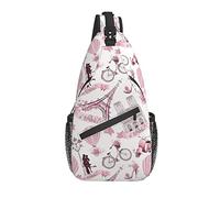 La Mode de la Tour Rose de Paris Sac bandoulière, Sac à bandoulière décontracté pour Homme et Femme