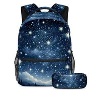La mode rencontre la fonction, ensemble de 2 sacs d'école pour enfants avec sac à dos et trousse à crayons, sac de voyage de grande capacité pour garçons, filles et adolescents, ciel étoilé blanc,