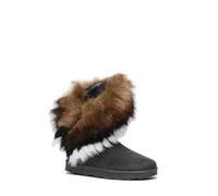 La Modeuse-Bottines-Bottines en suédine avec Tige Effet Fourrure Multicolore (Noire, Marron, Blanche)