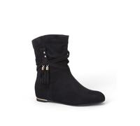 La Modeuse-Bottines-Bottines plissées en Simili Daim avec Talon compensé Invisible