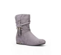 La Modeuse-Bottines-Bottines plissées en Simili Daim avec Talon compensé Invisible
