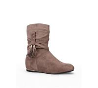 La Modeuse-Bottines-Bottines plissées en Simili Daim avec Talon compensé Invisible
