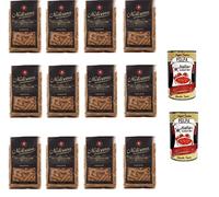 La Molisana Fusilli N°28 Lot de 12 paquets de 500 g de blé dur italien 100 % italien en bronze étiré idéal pour tous les jours + Italian Gourmet polpa