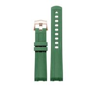 La montre for homme est dotée d'un bracelet en caoutchouc de silicone à extrémité incurvée avec un design de plongée noir compatible avec les cornes convexes allant de 20 mm à 22 mm de largeur.(Green