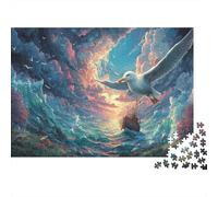 La Mouette volait au-Dessus de l'océan tempêteux Puzzle pour Adultes : Faune Sauvage Défiant 1000 Pièces, Jeux Éducatifs, Décoration Maison Et Cadeau 38x26cm/1000pcs