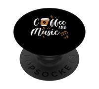La Musique des Amateurs de caféine Fait du café et de la Musique Heureux PopSockets PopGrip Adhésif