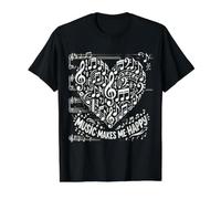 La Musique me Rend Heureux T-Shirt Graphique avec Valeur, Homme, Noir, M
