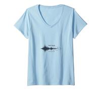 La Musique Parle ce Que Les Mots ne Peuvent Pas - Soundwave T-Shirt avec Col en V, Femme, Bleu Céleste, L