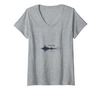 La Musique Parle ce Que Les Mots ne Peuvent Pas - Soundwave T-Shirt avec Col en V, Femme, Gris Chiné, M