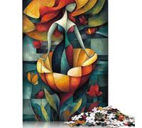 La Naissance de Vénus - Vision Minimaliste cubiste - Chef-d'œuvre Vibrant inspiré de Sandro Botticelli Puzzle pour Adultes et Adolescents 1000 pièces Educatio