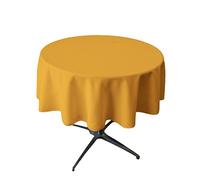 La Nappe Ronde en Lin Polyester en Popeline, Polyester, doré, 58"