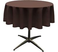 La Nappe Ronde en Lin Polyester en Popeline, Polyester, Marron, 58"