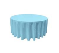 La Nappe Ronde en Lin Polyester en Popeline, Polyester, Turquoise Clair, 305 x 305 x 0.04 cm