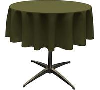 La Nappe Ronde en Lin Polyester en Popeline, Polyester, Vert Olive, 147.30000000000001 x 147.30000000000001 x 0.04 cm