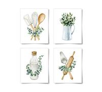 La Naranja Lot de 4 images de décoration murale bohème avec feuilles d'eucalyptus - 20,3 x 25,4 cm, sans cadre
