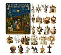 La Nativité Avents Calendriers 2025, 24 Jours Naissance Jésus Ornement Noël Rebours Calendrier, Chrétien Crèche Figurines Avents Calendriers, Religieux Pendentif Noël Décoration Rebours Calendrier (A)