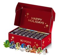 La Natura Lifestyle Coffret Saveurs, 80 capsules de café et de thé compatibles avec les machines Nespresso, myrtille, caramel miel, café irlandais, guimauve, noisette, vanile, noix de coco, thé matcha
