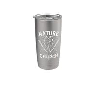 La nature est mon église, lune, papillon, sorcellerie, sorcière wiccane Gobelet isotherme en acier inoxydable double paroi