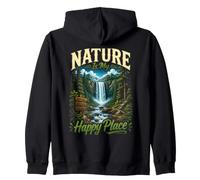 La Nature Est Mon Endroit Heureux - Cascade Forêt Sweat à Capuche