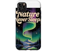 La Nature NE Dorme Jamais Northern Lights & Berg Motif Retro Coque pour iPhone 11 Pro Max