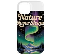 La Nature NE Dorme Jamais Northern Lights & Berg Motif Retro Coque pour iPhone 14