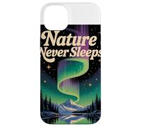 La Nature NE Dorme Jamais Northern Lights & Berg Motif Retro Coque pour iPhone 14 Plus