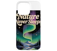 La Nature NE Dorme Jamais Northern Lights & Berg Motif Retro Coque pour iPhone 15 Pro Max