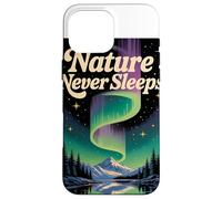 La Nature NE Dorme Jamais Northern Lights & Berg Motif Retro Coque pour iPhone 16 Pro Max