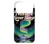 La Nature NE Dorme Jamais Northern Lights & Berg Motif Retro Coque pour iPhone 17 Pro