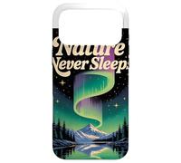 La Nature NE Dorme Jamais Northern Lights & Berg Motif Retro Coque pour iPhone 17 Pro Max