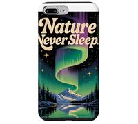 La Nature NE Dorme Jamais Northern Lights & Berg Motif Retro Coque pour iPhone 7 Plus/8 Plus