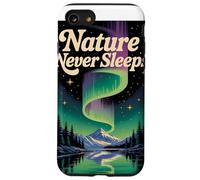La Nature NE Dorme Jamais Northern Lights & Berg Motif Retro Coque pour iPhone SE (2020) / 7/8