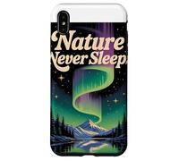 La Nature NE Dorme Jamais Northern Lights & Berg Motif Retro Coque pour iPhone XS Max
