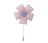 La neige tourne la broche d'or, 7 * 11 cm 4/8 pièces Noir Bleu Cinq Pétales Fleur Argent Satin Fleur Épinglette Badge Fleur Rose Fleur/Rose Épingle à revers Broche(Light pink)