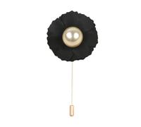 La neige tourne la broche d'or, Lot de 50 ou 30 épingles à revers en coton et perles dorées, 3 x 5 cm, avec fleur dorée, for femme(Black)
