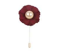 La neige tourne la broche d'or, Lot de 50 ou 30 épingles à revers en coton et perles dorées, 3 x 5 cm, avec fleur dorée, for femme(Wine Red)