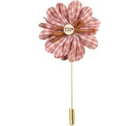 La neige tourne la broche d'or, Lot de 50 ou 30 épingles à revers en forme de marguerite, en tissu doré et coton, avec épingle dorée, for femme, 4 x 6 cm(Pink)