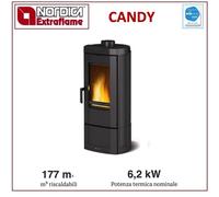 Nordica CANDY 4.0 7119301 Poêle à bois en fonte 6,2 kw - 177 m³ chauffé - noir - entièrement en fonte émaillée