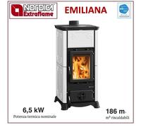Nordique Emiliana Poêle à Bois Focolore Fonte 6,5 Kw 186 m3 Bianca