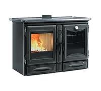 La Nordica Prestige Line Alaska 16 Four de cuisine noir vitrifié 12 kW Cuisinière à bois avec compartiment de cuisson en fonte Ø 150 mm Tuyau de fumée Ø 100 mm Air extérieur