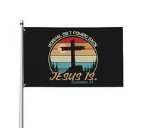 La normale ne revient pas mais Jésus est l'Apocalypse 14 Drapeau décoratif extérieur de qualité supérieure de 3 x 5 pieds - Couleurs vives, coupe-vent et résistant à l'eau - Idéal pour le jardin et l