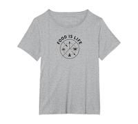 La Nourriture C'est la Vie : Le Bien-être culinaire Mode de Vie T-Shirt, Femme Grandes Tailles, Gris Chiné, 3X
