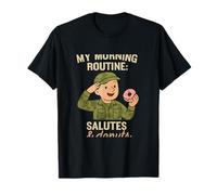 La nouveauté My Morning Routine Salutes & Donuts Army Veteran T-Shirt