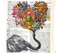 La Nouvelle Arrivée 2015 Happy Elephant With Flowers Décoration Murale Décor Unique Son Livre D'amour Imprimé Éléphant Mural À Suspendre Imprimé Sur La Page Du Dictionnaire Taies D'oreiller 18 "X 18