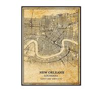 La Nouvelle-Orléans Louisiane États Unis Art mural Vintage impression affiche toile carte œuvre voyage Souvenir cadeau décor à la maison sans cadre 20x30 pouces