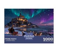 La Nuit de Noël au Mont-Saint-Michel Puzzle en Bois Imperméable Puzzles De 1000 Pièces pour Adultes Cadeaux Amusant Jeux De Stimulants