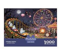 La Nuit d'halloween dans Un Parc d'Attractions Hanté Puzzle en Bois Imperméable DIY Puzzles De 1000 Pièces pour Adultes Cadeaux Coloré De Décoration pour La Maison