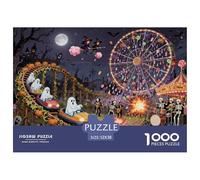 La Nuit d'halloween dans Un Parc d'Attractions Hanté Puzzle en Bois Imperméable Puzzles De 1000 Pièces pour Adultes Cadeaux Coloré Jeux Éducatifs