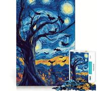 La Nuit étoilée avec des Chauves-Souris Halloween Transylvanie Puzzle de 1000 pièces pour Adolescents Jeu de logique Passe-Temps Calme Découpe précise Cadeau Exquis 50x75cm